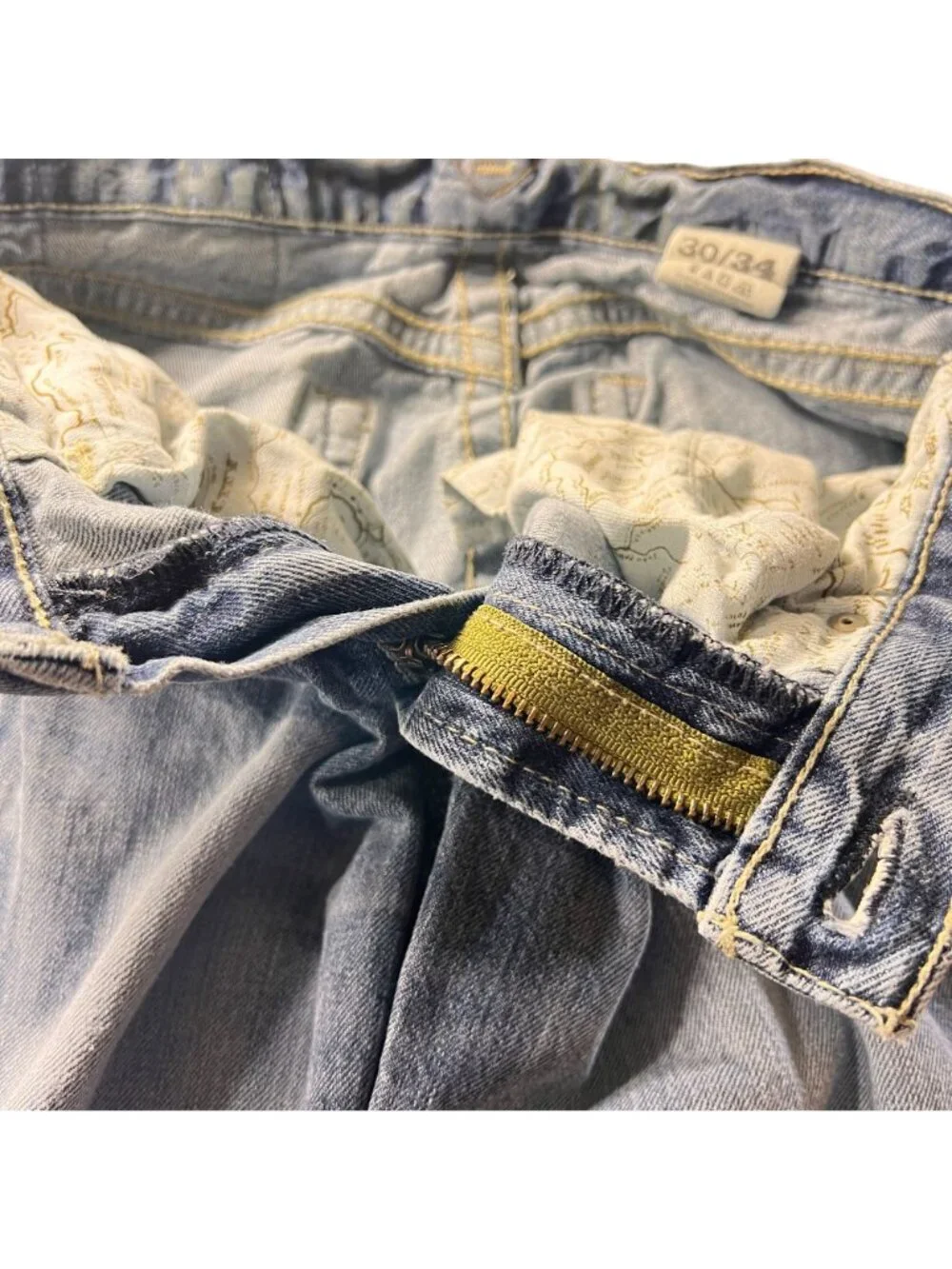 Ariat Mens Distressed Straight Denim Jeans 30/34 Stitching Embroidered Western - Picture 10 of 16